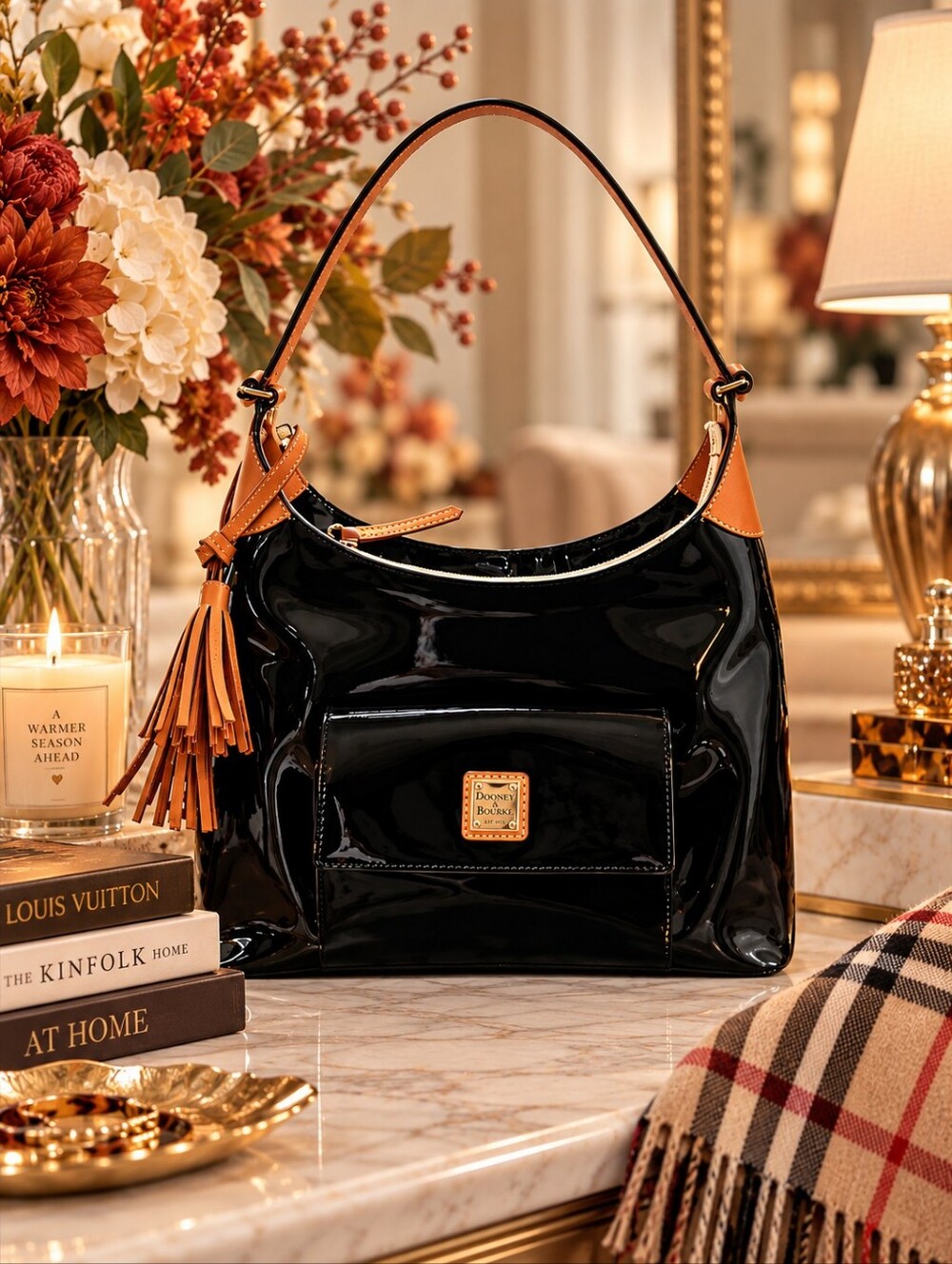 Dooney & Bourke Black Patent Leather Satchel Bag